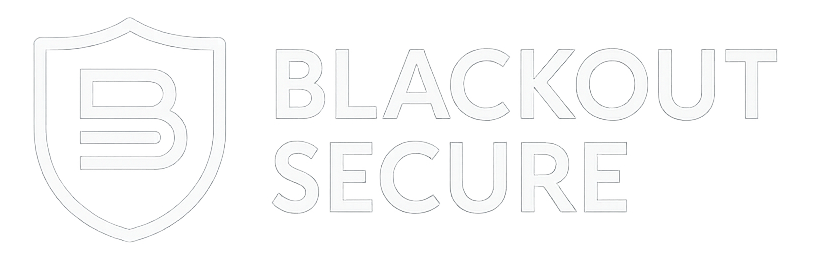 BlackOut Secure logo with shield and wordmark